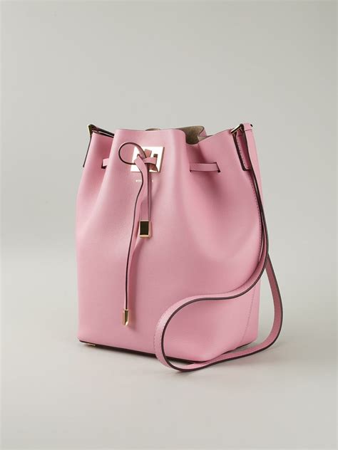 pink bucket bag with gold holder ring|BUCKET BAGS .